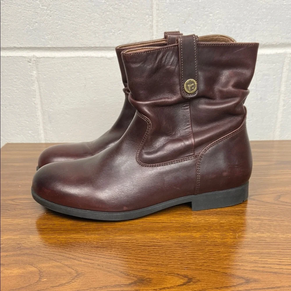 Birkenstock Sarnia Espresso Slouch Ankle Boots Leather Finish EU37/W6 Narrow NIB